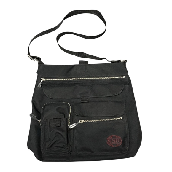 Fossil Other - Fossil Black Canvas Unisex Crossbody Messenger Laptop Bag NWOT